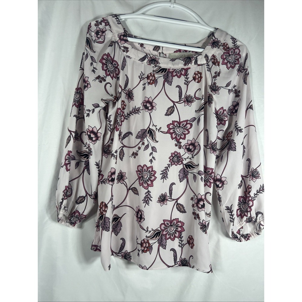 Loft Pink Floral 3/4 Sleeve Blouse‎ Size X small
